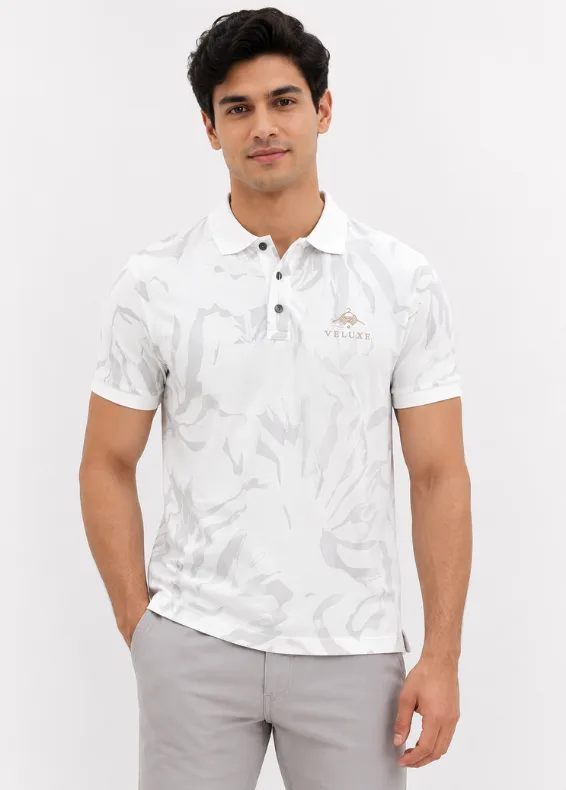 Ivory Patterned Men's Polo Shirt