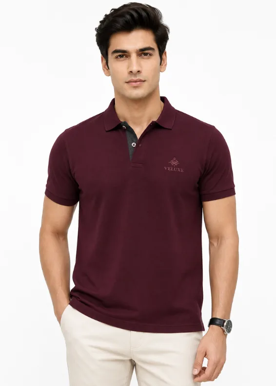 Marron Pique Slim Fit Essential Polo