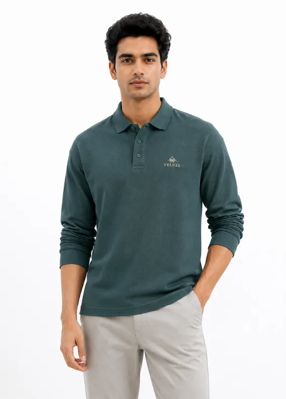 Emerald Ease Men's Oversized Pure Cotton Polo