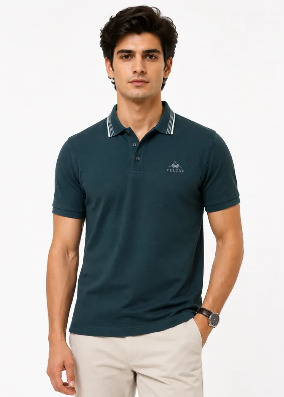 Midnight Edge Tipping Polo – Men's Slim Fit Cotton