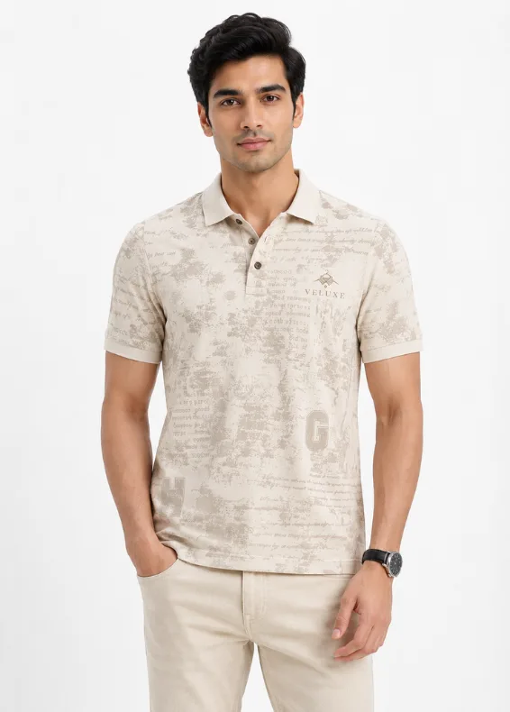 Abstract Motion Men's Slim Fit Printed Cotton Polo