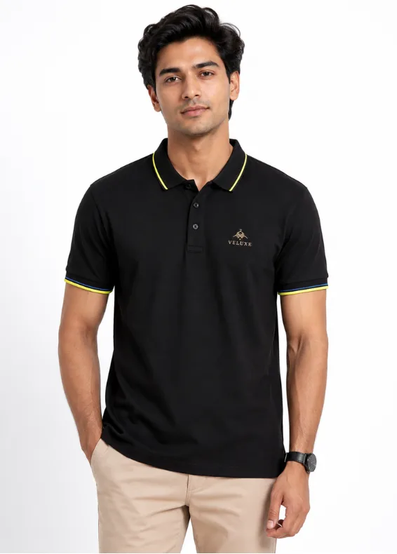 Noir Tipped Polo – Men's Slim Fit Cotton Polo