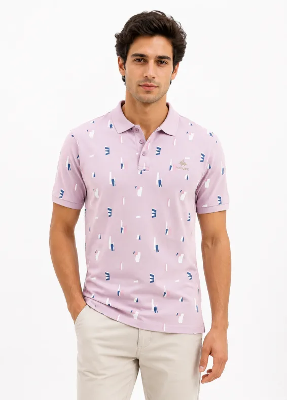 Motion Print Men's Slim Fit Cotton Polo