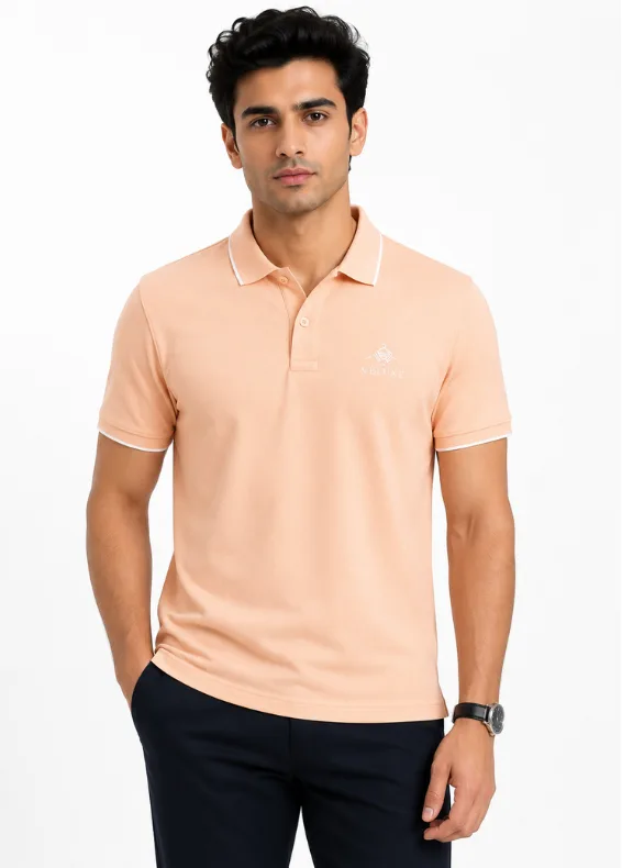 Peach Essential Polo – Men's Slim Fit Pure Cotton Polo