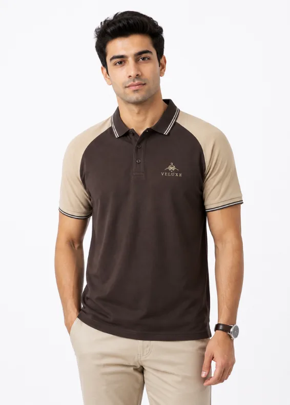 ActiveFlex Brown Men's Slim Fit Nylon Polo