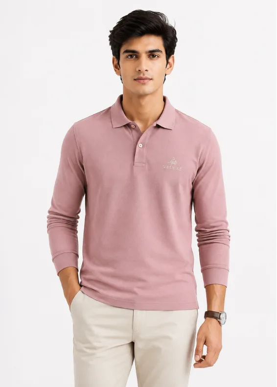 Blush Core Long Sleeve Polo 