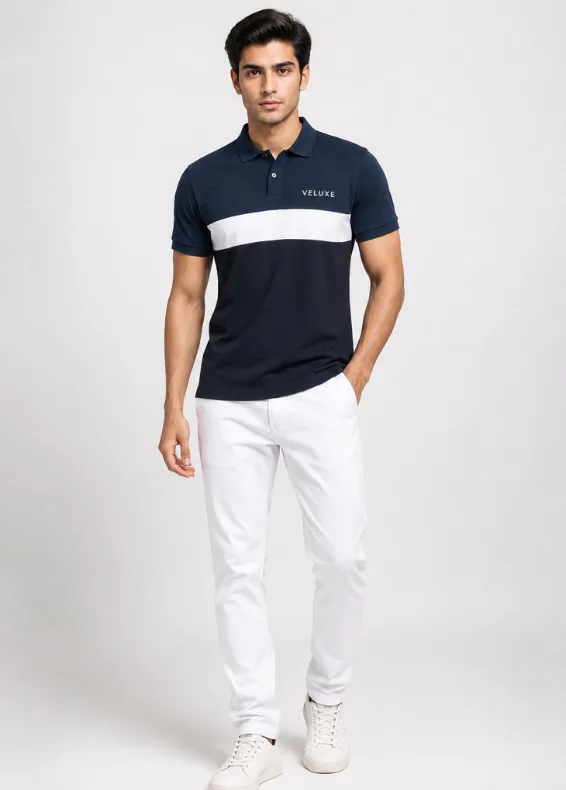 Blues Colour Blocked Polo Shirt – Men's Slim Fit Polo