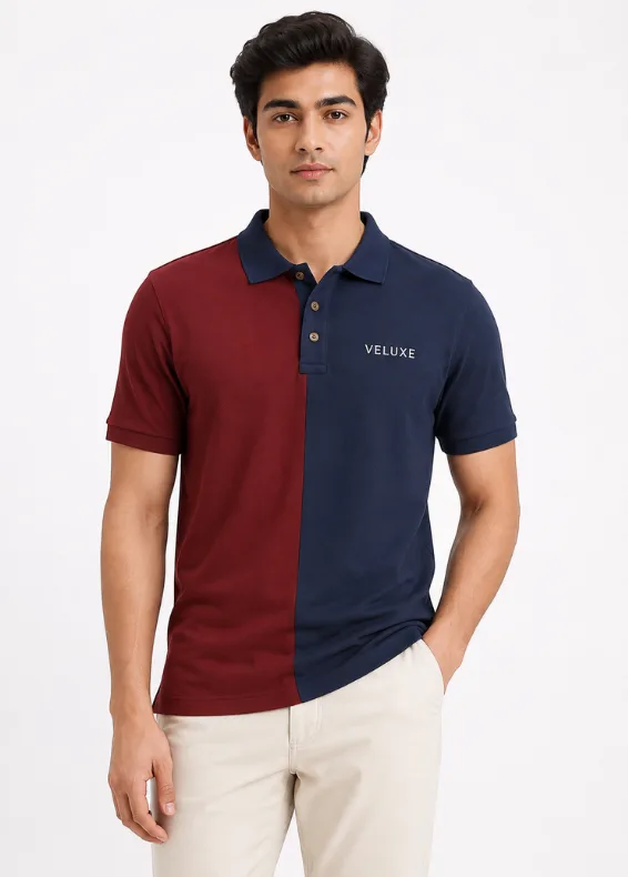 Cut & Sew Panel Polo – Men's Slim Fit Cotton Polo