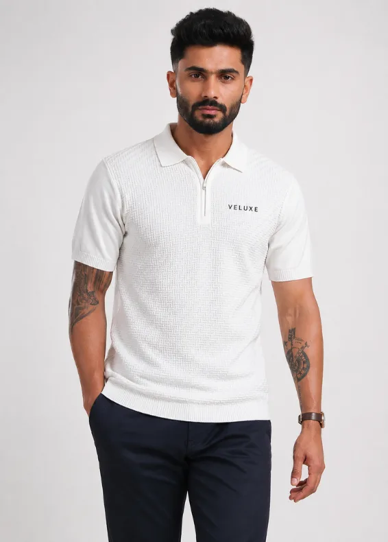 Urban Zip Textured – Men's Slim Fit Polo Shirt