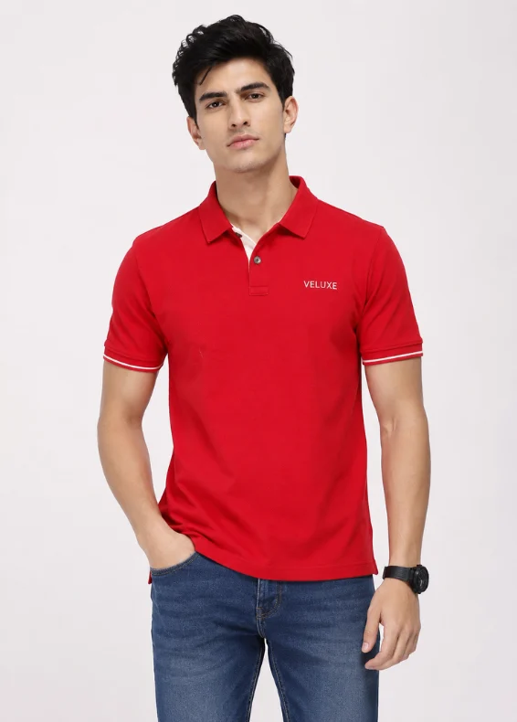 Red Classic Regular Men's Cotton Casual Polo