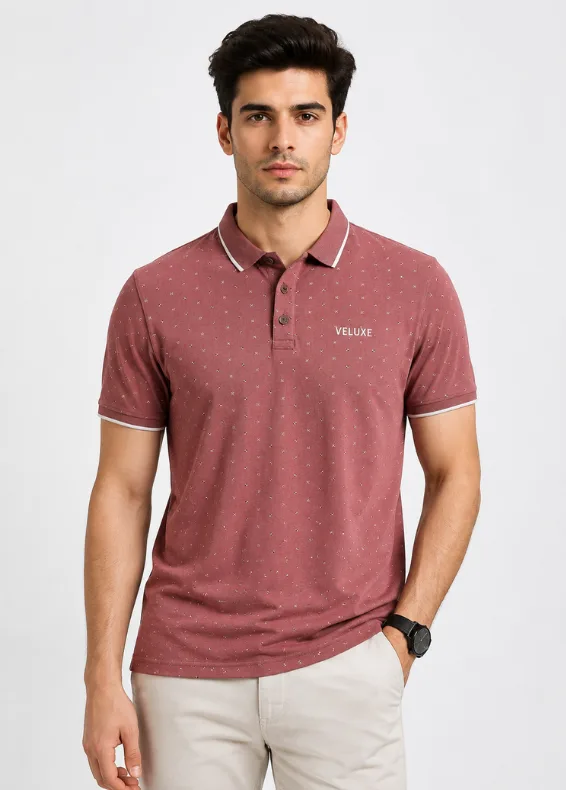 Polka Pulse Printed Polo Shirt – Men's Slim Fit Cotton