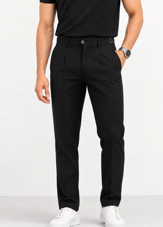 Urban Edge Slim Trousers – Men's Black Slim Fit Cotton Pants