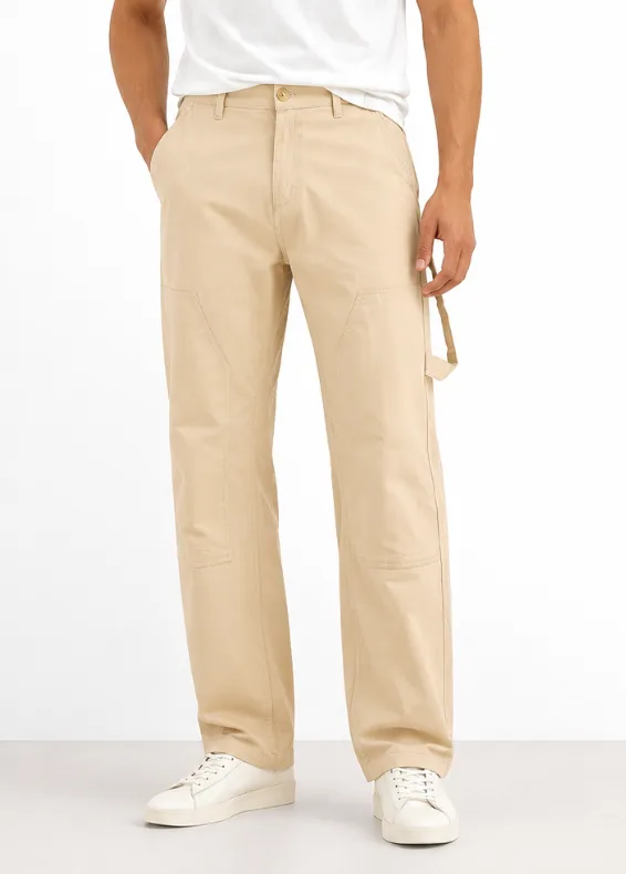 Men's Straight Fit Carpenter Edge Trousers – Beige