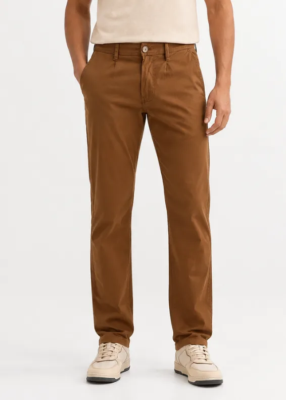 Men's Straight Fit Cotton Blend Trousers