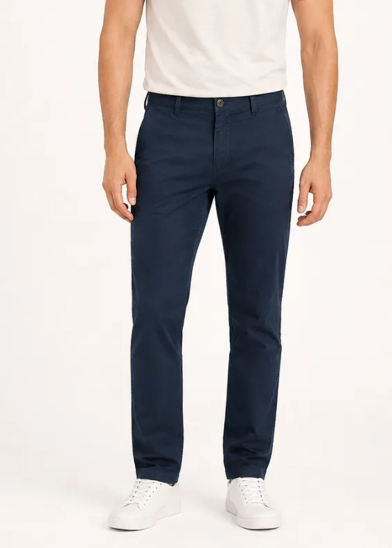 Men's Slim Fit Cotton Blend Navy Trousers