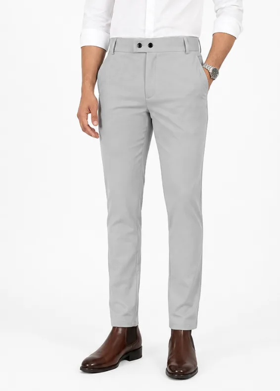 Men's Cotton Blend Mid-Rise Slim Fit Trousers