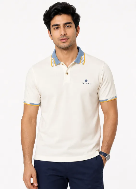 Solar Contrast Polo Shirt – Men's Slim Fit Cotton